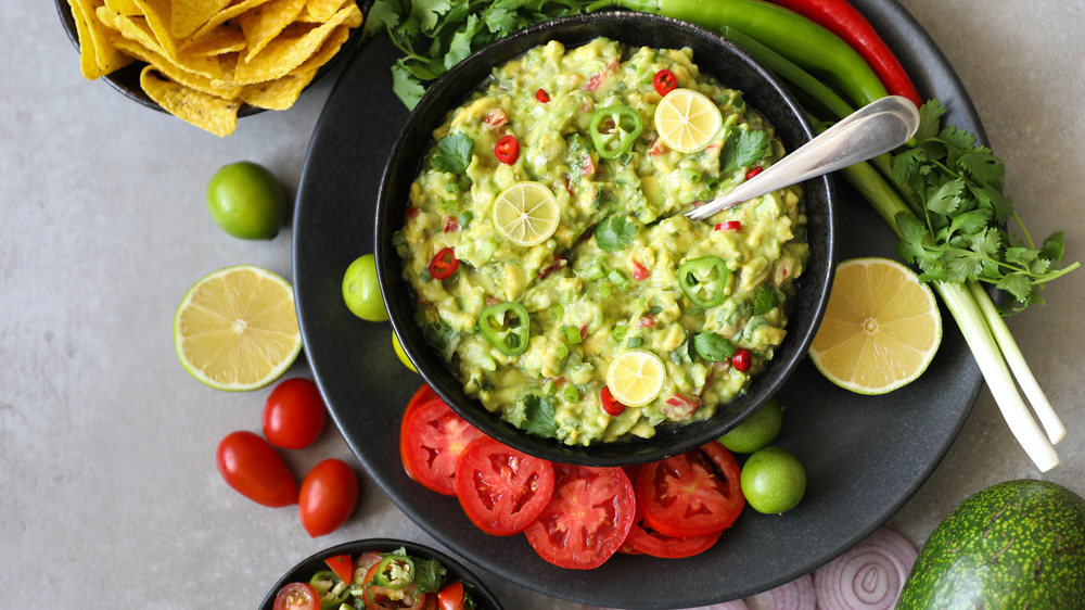 Guacamole and ingredients