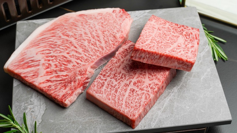 well marbled wagyu beef