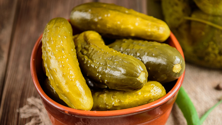 A bowl of pickles