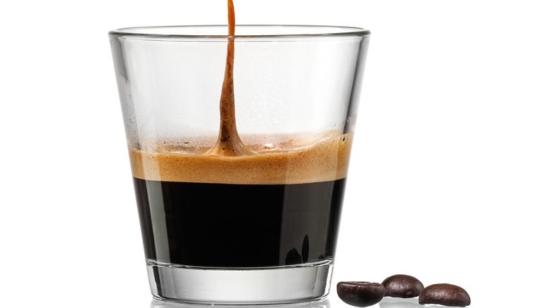 shot of espresso in glass