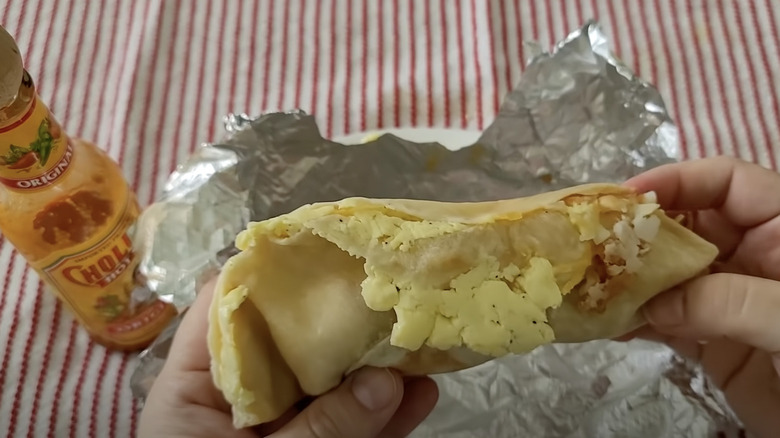 Breakfast taco in foil