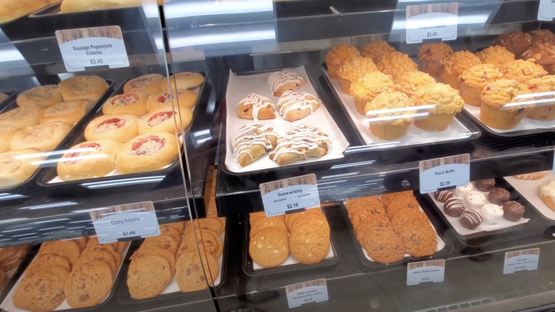 Pastries in display case