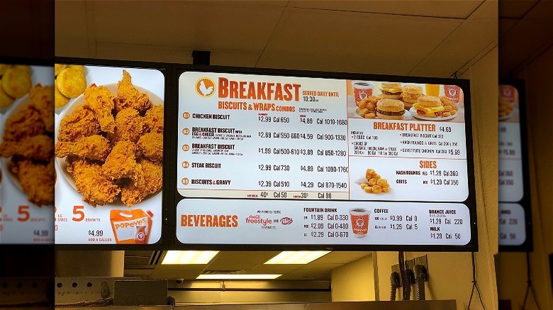 Fast food menu board