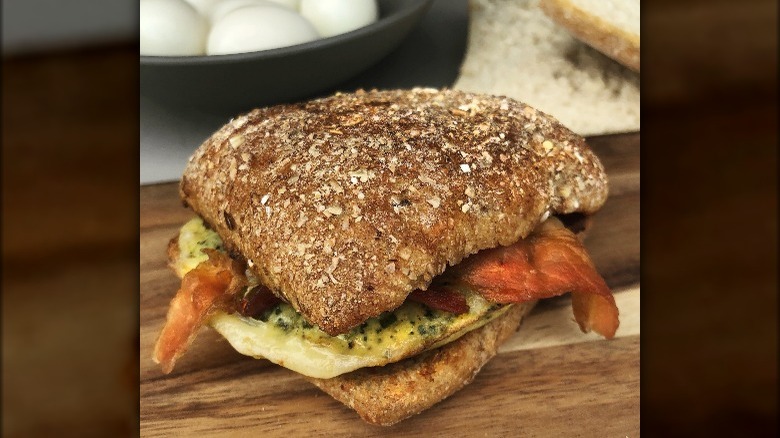 Breakfast sandwich on multigrain roll