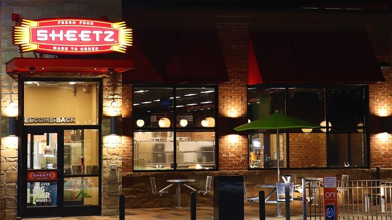 Sheetz store exterior at night