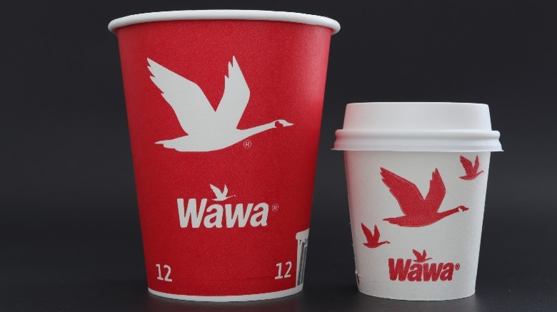 two Wawa coffee cups 