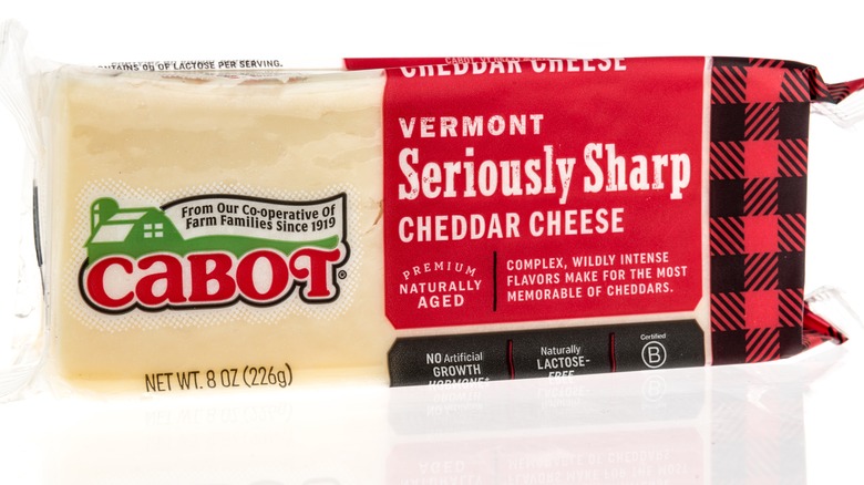 Cabot cheddar package on white