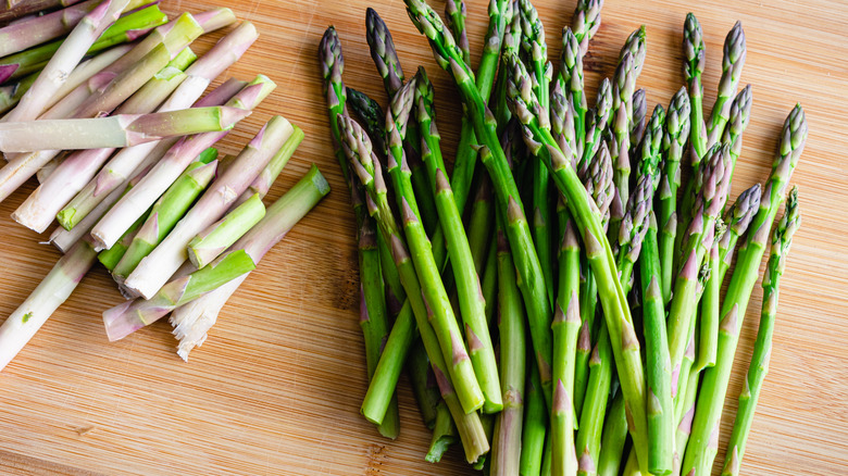 trimmed asparagus on board