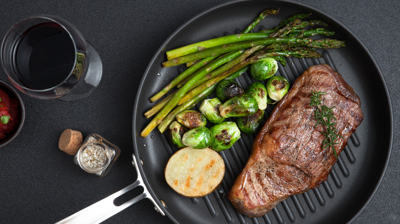 steak asparagus brussels sprouts