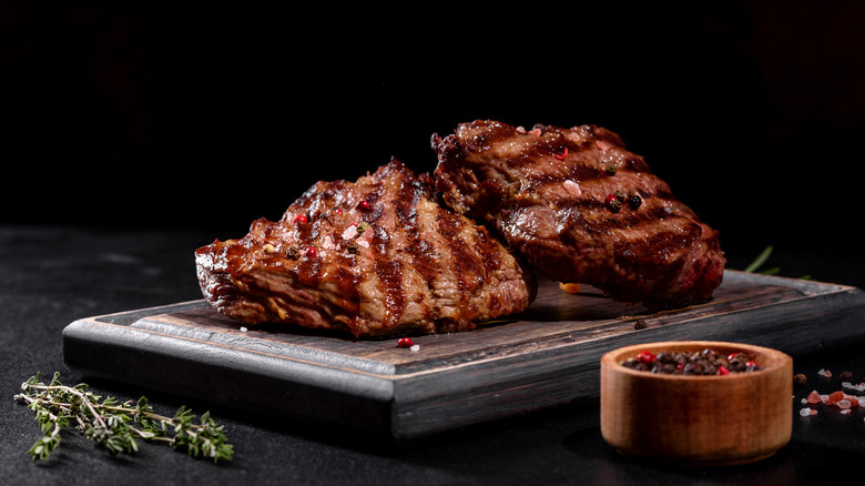 steak resting on cutting board