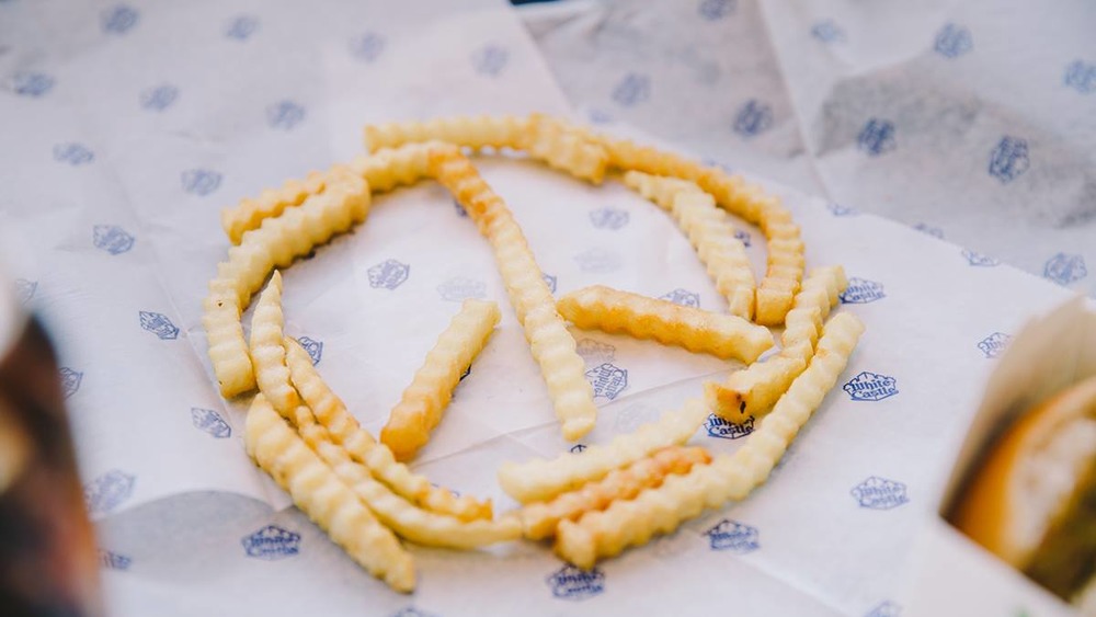 White Castle fries in a peace sign