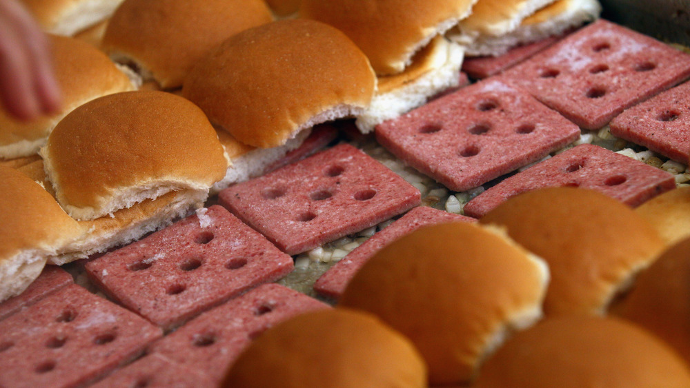 Square White Castle burgers on a grill