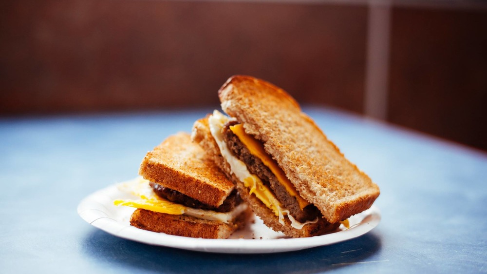 White Castle toast sandwich on plate