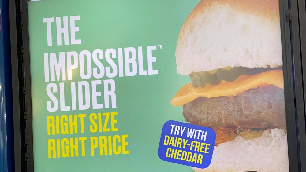 Menu sign for vegan White Castle burger