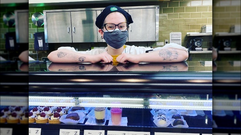 An employee at Whole Foods bakery