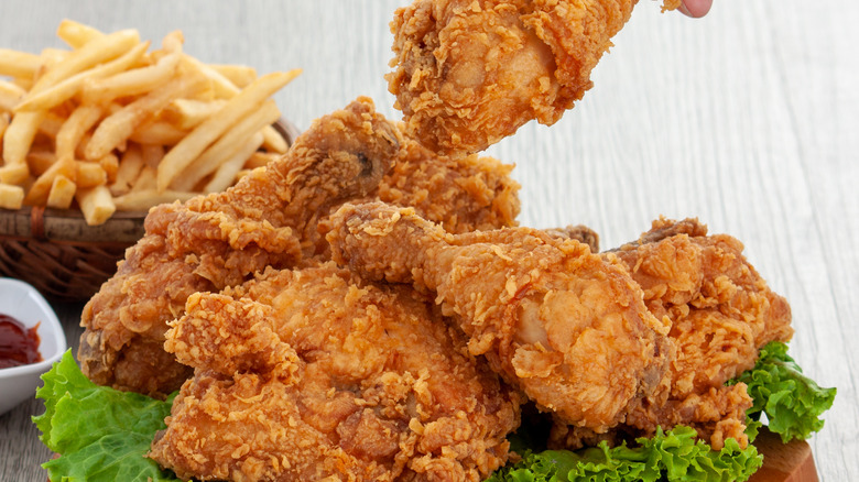 Fried chicken and fries