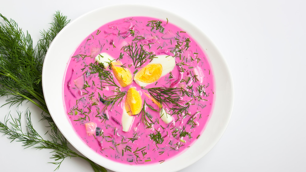 pink borscht w/ eggs 