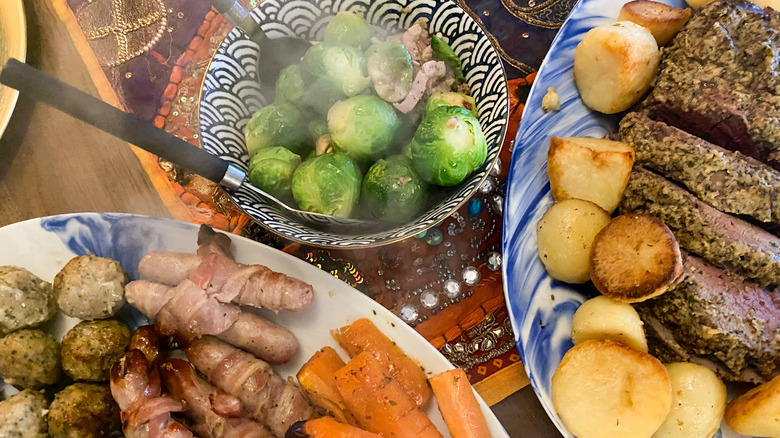 Christmas dinner with Brussels sprouts