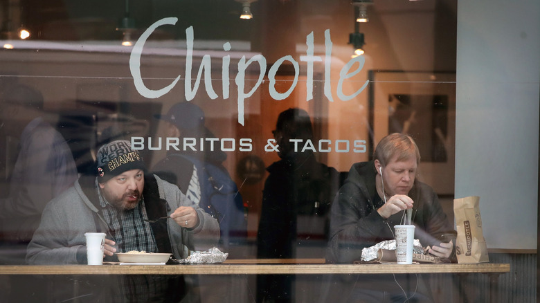 People eating in Chipotle