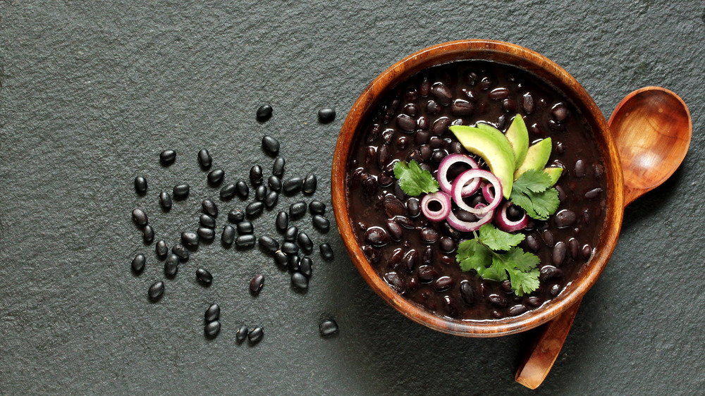 Mexican black beans in bowl