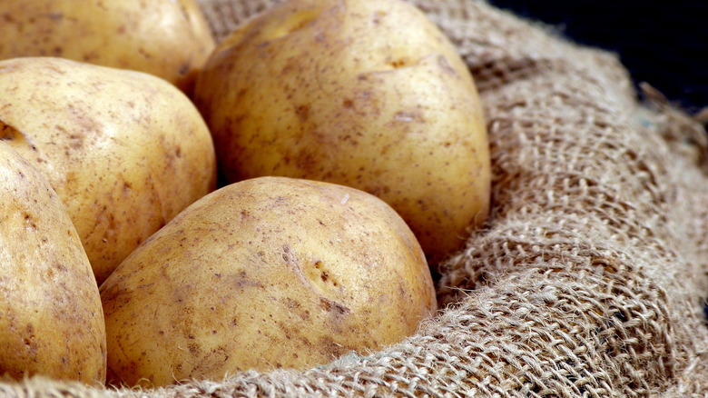 Basket of russet potatoes