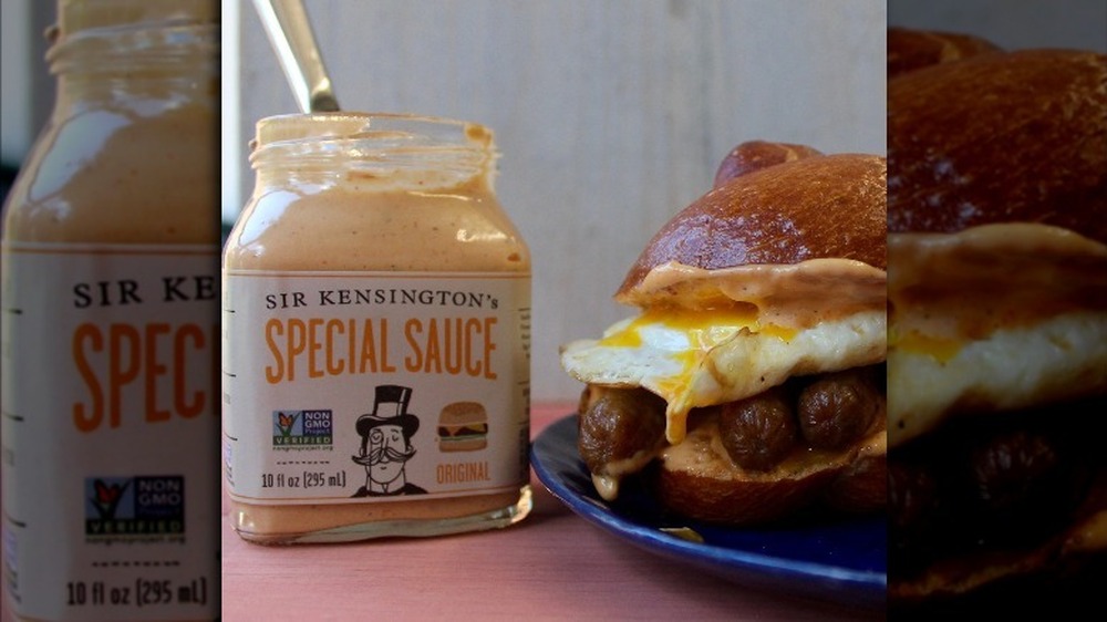 Bottle of Sir Kensington's special sauce 