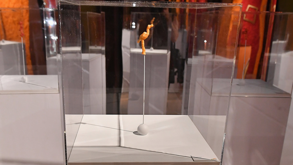 Cheetos bird display in glass case