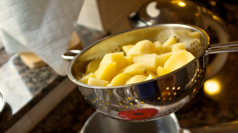 potatoes in a colander