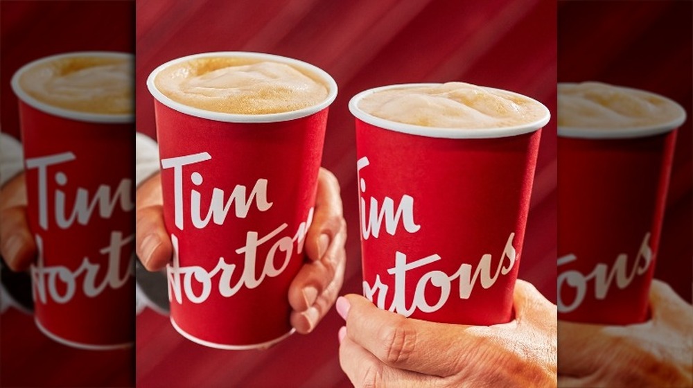 Toasting with Tim Hortons coffees