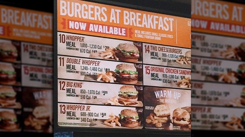 Burger King Breakfast Menu 