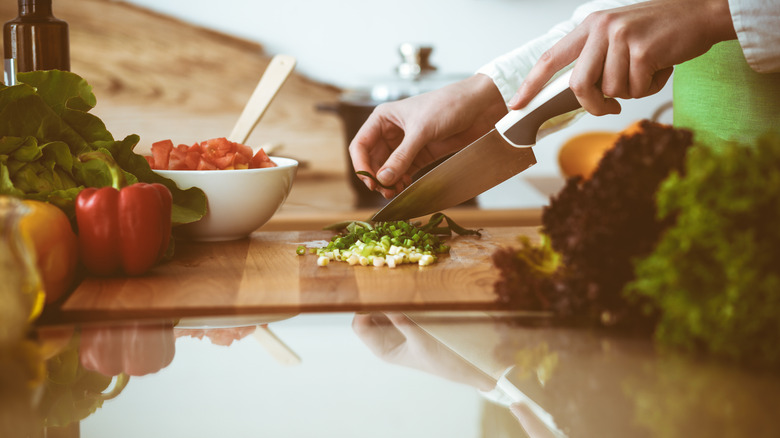 cooking in kitchen