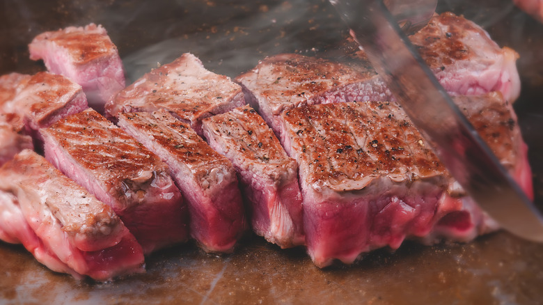 sliced seared wagyu steak