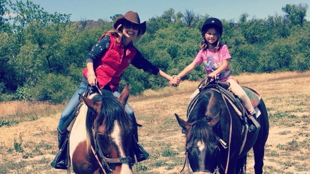 Giada De Laurentiis and Jade Thompson riding horses