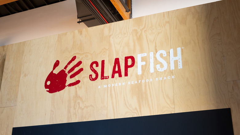 Slapfish signage inside an eatery location