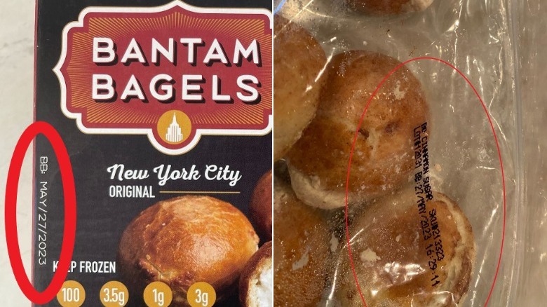 Bantam Bagels product with the best buy date circled in red