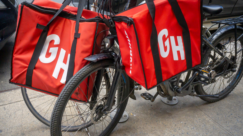 Grubhub delivery bags and bikes