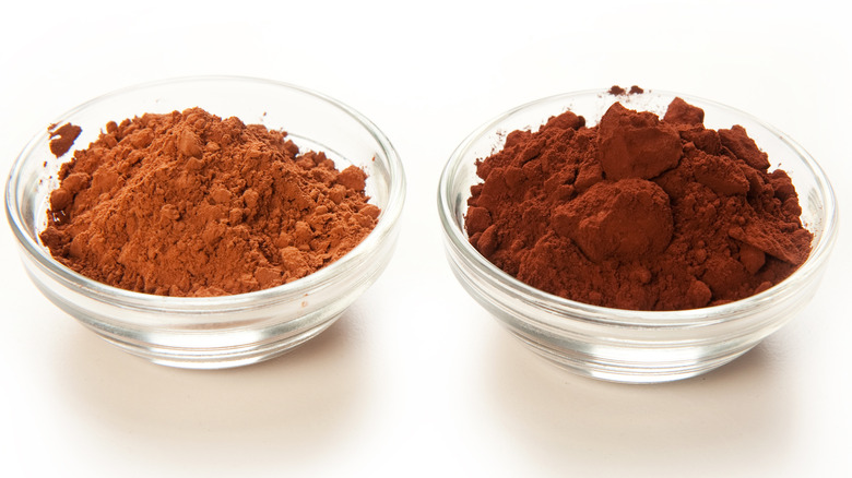 Cocoa powder in measuring bowls