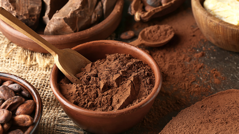 A bowl of cocoa powder