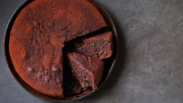 Chocolate cake in round pan