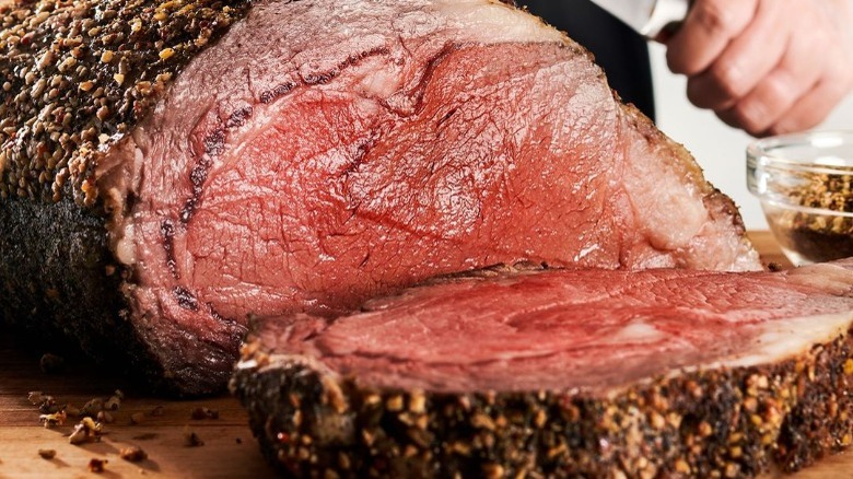 Slow roasted, seasoned and seared prime rib at Outback