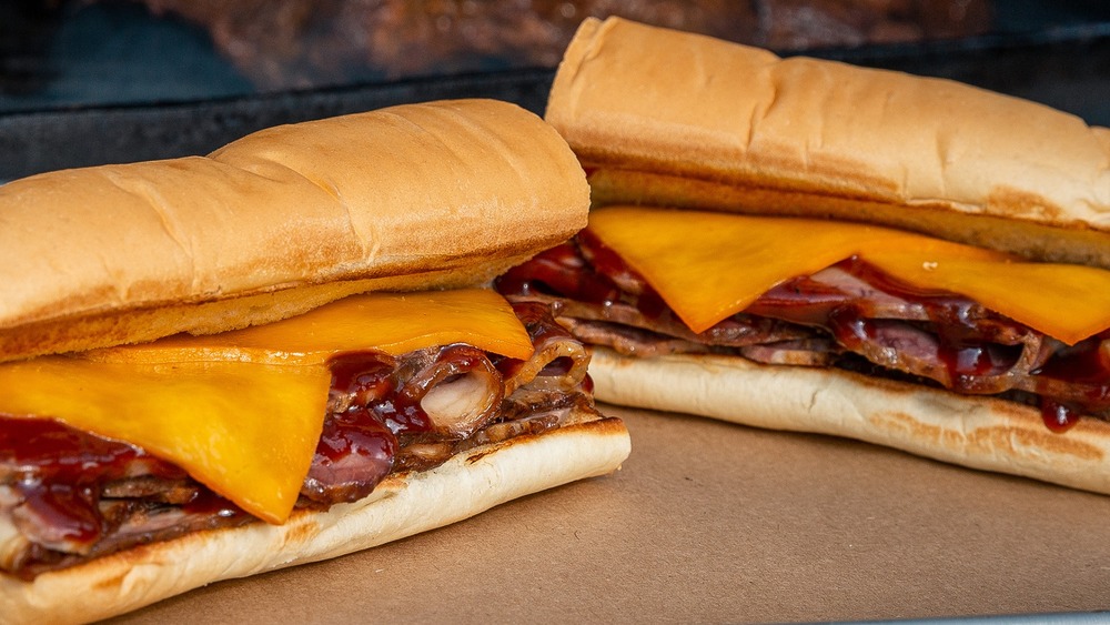 Subway brisket footlong sub sandwich