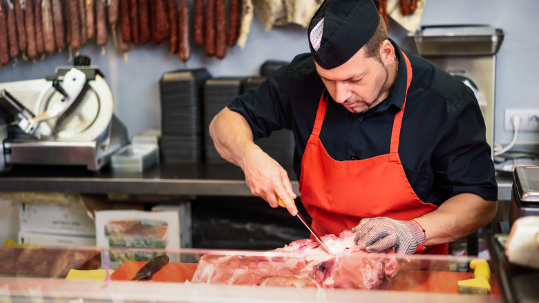 A butcher at work