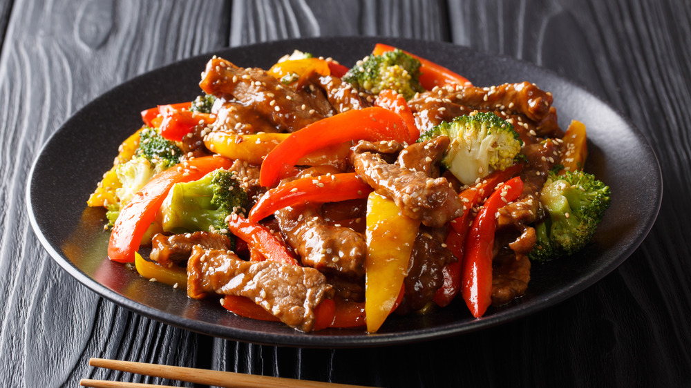 Teriyaki beef with peppers