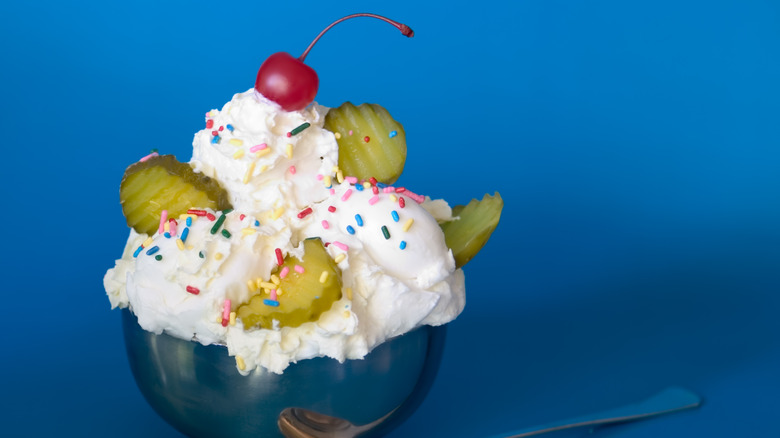 pickle and ice cream sundae