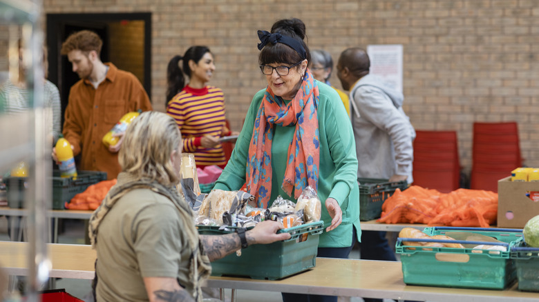 Volunteers at food donation