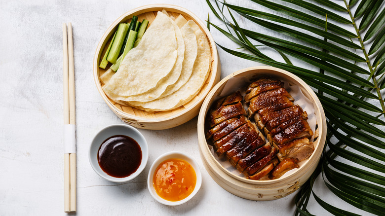 Peking duck with hoysin and plum sauce