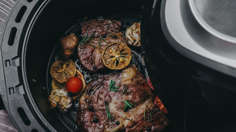 Food in an air fryer basket