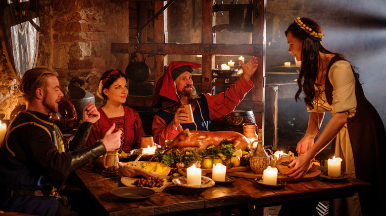 medieval dining scene