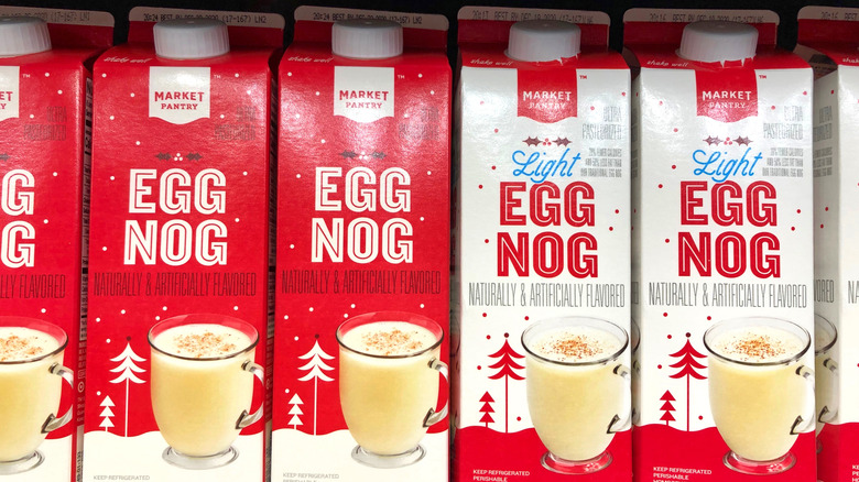 Cartons of eggnog in store