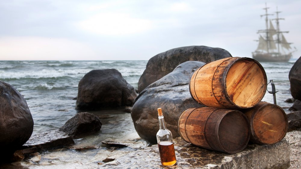 Rum barrels on a beach